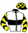casaque portée par Clozier F. jockey du cheval de course HONORE LE FOL, information pmu ZETURF