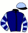 casaque portée par Lacombe Y. jockey du cheval de course EVISTO BLUES, information pmu ZETURF
