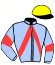 casaque portée par Decaudin Mlle S. jockey du cheval de course HINDY DE CAZOULENE, information pmu ZETURF