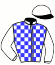 casaque portée par Charlot M. X. jockey du cheval de course GUAPA DU PADOUENG, information pmu ZETURF
