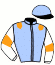 casaque portée par Vanacker B. jockey du cheval de course GLYCINE D'ALBRET, information pmu ZETURF