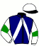 casaque portée par Saout Mlle C. jockey du cheval de course LLORET GRANDBOIS, information pmu ZETURF