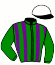 casaque portée par Gallon D. jockey du cheval de course SPES MILIDINO, information pmu ZETURF