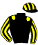 casaque portée par Millet A. jockey du cheval de course KARINE DE BRETAGNE, information pmu ZETURF