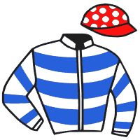 casaque portée par Gutierrez Val A. jockey du cheval de course BEAU LINGE, information pmu ZETURF