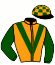 casaque portée par Seguy V. jockey du cheval de course HARIASA, information pmu ZETURF