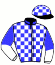 casaque portée par Gelormini G. jockey du cheval de course GODINE DE VALFORG (FR), information pmu ZETURF