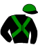 casaque portée par Quittet F. jockey du cheval de course JALBA ROSE, information pmu ZETURF