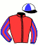 casaque portée par Desmigneux F. jockey du cheval de course HEAD OVER HEELS, information pmu ZETURF