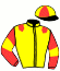 casaque portée par Castel P. jockey du cheval de course GUIDE MOI FORGAN, information pmu ZETURF