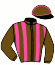 casaque portée par Fraigne Mlle I. jockey du cheval de course JAMAIQUE DE MONE, information pmu ZETURF