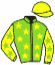 casaque portée par Desmottes A. jockey du cheval de course L'EXPERT, information pmu ZETURF