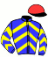 casaque portée par Monnier G. jockey du cheval de course HURRICANE DALM (FR), information pmu ZETURF