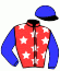 casaque portée par Mottier M. jockey du cheval de course HANA D'OCCAGNES, information pmu ZETURF