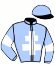 casaque portée par Breton R. jockey du cheval de course HANNA DU KLAU, information pmu ZETURF
