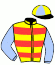 casaque portée par Lagadeuc F. jockey du cheval de course INSTINCT D'AM, information pmu ZETURF