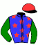 casaque portée par Mottier M. jockey du cheval de course JIHERE DU PORET, information pmu ZETURF