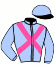 casaque portée par Desmigneux F. jockey du cheval de course EAUBELINE DU HOME, information pmu ZETURF