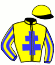 casaque portée par Raffin E. jockey du cheval de course DEEDJAR DU VIVIER, information pmu ZETURF