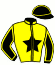 casaque portée par Barrier A. jockey du cheval de course JET DES BAUX, information pmu ZETURF