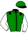 casaque portée par Bertrand D. jockey du cheval de course JAMINISTAR, information pmu ZETURF