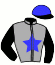 casaque portée par Letonturier F. jockey du cheval de course KIR BLOND, information pmu ZETURF