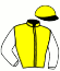 casaque portée par Mangione R. jockey du cheval de course BELLAWAY (FR), information pmu ZETURF