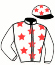 casaque portée par Seguy V. jockey du cheval de course RAINBOY (FR), information pmu ZETURF