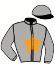 casaque portée par De Vaugiraud A. jockey du cheval de course BELLINO D'AUVRECY (FR), information pmu ZETURF