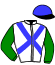casaque portée par Bachelot T. jockey du cheval de course PRINCE DE MONTFORT (FR), information pmu ZETURF