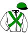 casaque portée par Ambrogio Mlle G. jockey du cheval de course DEFI DU REYNARD (FR), information pmu ZETURF