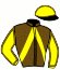 casaque portée par Mlle Banide L. jockey du cheval de course CAZAUBON DAIRPET (FR), information pmu ZETURF