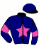 casaque portée par Mourice R. jockey du cheval de course FUEGO DU CHENE, information pmu ZETURF