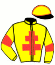 casaque portée par Derieux R. jockey du cheval de course HARMONIE DE BREVOL, information pmu ZETURF