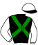 casaque portée par Cabre J. jockey du cheval de course KING ROBBE, information pmu ZETURF