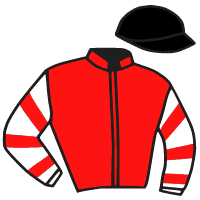 casaque portée par Germain Mlle M. jockey du cheval de course CHINCHA ALTA, information pmu ZETURF