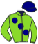 casaque portée par Madamet A. jockey du cheval de course NOSHOWONFRIDAY, information pmu ZETURF