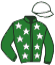 casaque portée par Bachelot T. jockey du cheval de course ROMANCE, information pmu ZETURF