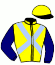 casaque portée par Chauve-laffay H. jockey du cheval de course INFINITY JET, information pmu ZETURF