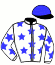 casaque portée par Derieux R. jockey du cheval de course KIDNAPPING, information pmu ZETURF