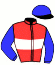 casaque portée par Grosso Mlle L. jockey du cheval de course CALADIYNA, information pmu ZETURF