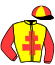 casaque portée par Seguy V. jockey du cheval de course SEMILLANTE, information pmu ZETURF