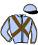 casaque portée par Corbineau F. jockey du cheval de course JOJOBA DE QUERAY, information pmu ZETURF