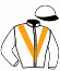 casaque portée par Bachelot T. jockey du cheval de course QATAR RIVER (FR), information pmu ZETURF