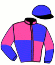 casaque portée par Velon Mlle M. jockey du cheval de course SKEGGI (FR), information pmu ZETURF