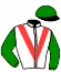 casaque portée par D' Andigne O. jockey du cheval de course GYMKHANA (GB), information pmu ZETURF