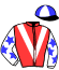 casaque portée par Vogt Mlle S. jockey du cheval de course PALMIRO (FR), information pmu ZETURF