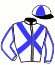 casaque portée par De Vries A. jockey du cheval de course LANCADE (GB), information pmu ZETURF