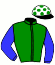 casaque portée par Trullier T. jockey du cheval de course MONAPIA, information pmu ZETURF