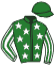 casaque portée par Madamet A. jockey du cheval de course JOYEUSE SAGE, information pmu ZETURF